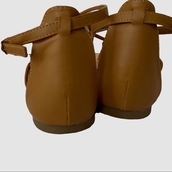 DOLCE VITA T-STRAP GOLD ACCENT CAMEL TAN LEATHER GLADIATOR SANDALS THONG SANDALS - Picture 8 of 14